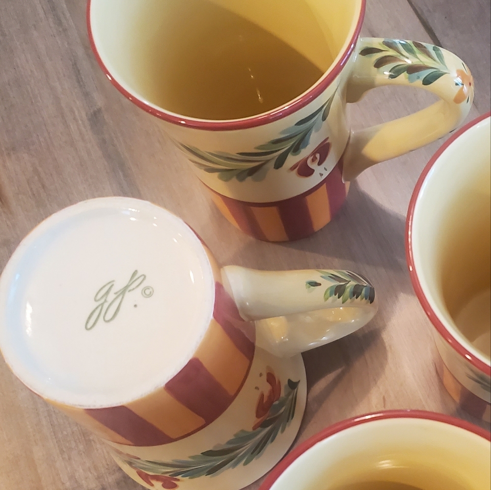 SLAH SET 6 Mugs Gail Pittman Hand Painted Ceramic - Picture 2 of 5
